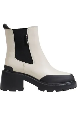 Tommy Hilfiger Schoenen, Dames, Wit, 40 EU, Leer, Beige Leren Dameslaars Herfst/Winter