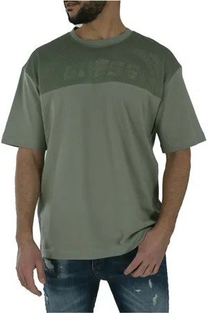Guess Tops, Heren, Groen, 2Xl, Katoen, Katoenen T-shirt - Groen Ronde Hals Korte Mouw