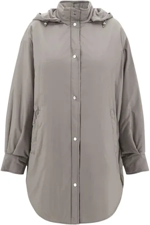 HERNO Mantels, Dames, Grijs, 2Xl, Stijlvolle Hoodie Jas