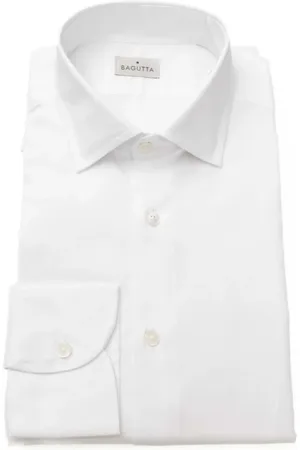 BAGUTTA Overhemden, Heren, Wit, 2Xl, Katoen, Slim Fit Cotton Shirt