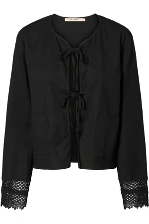 RUE de FEMME Blouses & Shirts, Dames, Zwart, XL, Linnen, Elegante Valentine Shirt met Strik Voorkant
