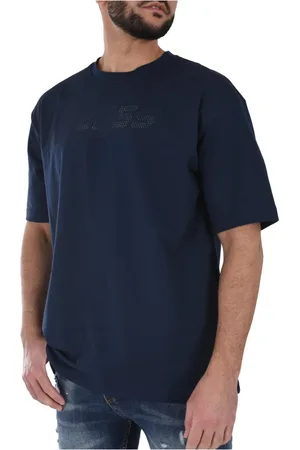 Guess Tops, Heren, Blauw, M, Katoen, Blauw Katoenen T-shirt - Slim Fit