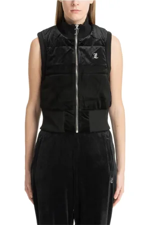 Juicy Couture Jassen, Dames, Zwart, M, Polyester, Swarovski Logo Zip Vest