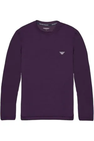 Emporio Armani Tops, Heren, Paars, M, Paarse Modal Shirt Herfst/Winter Collectie