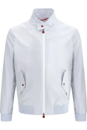 Kiton Jassen, Heren, Wit, M, Waterdichte jas met dubbele ritssluiting