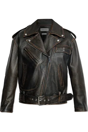 Alexander McQueen Jassen, Dames, Bruin, S, Leer, Leren jas