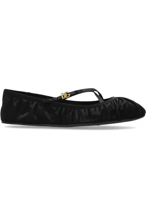 Dolce & Gabbana Schoenen, Dames, Zwart, 37 1/2 EU, Satijn, Satijnen balletflats