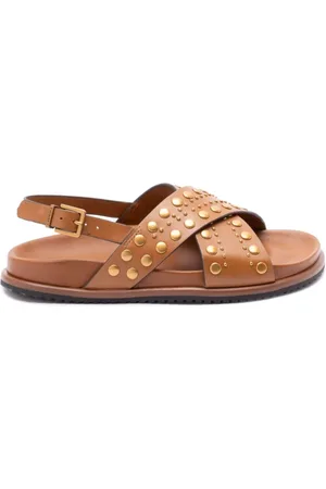 Twin-Set Schoenen, Dames, Bruin, 39 EU, Bruin Leren Sandalen