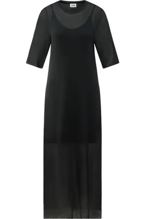 Drykorn Kleedjes, Dames, Zwart, M, Relaxed Fit Jurk met Natuurlijke Glans