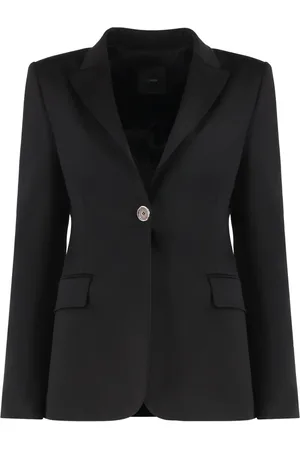 Pinko Jassen, Dames, Zwart, L, Nylon, Signum Single-Breasted Jas met Reverskraag