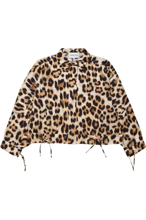 Munthe Blouses & Shirts, Dames, Bruin, XL, Luipaardprint Top met Strikdetails