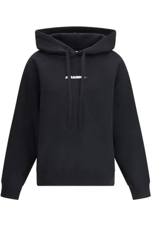 Jil Sander Sweatshirts & Hoodies, Dames, Zwart, M, Minimalistische Hoodie met Handtekeningprint