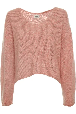 Drykorn Truien, Dames, Roze, L, Leer, Raglanmouw Gebreide Trui