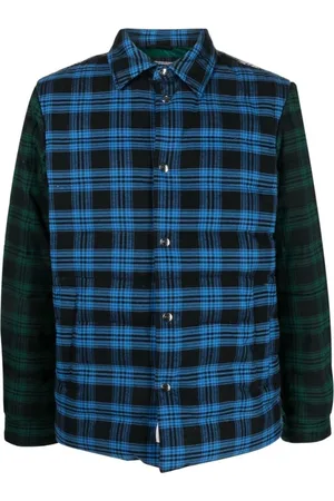 Woolrich Jassen, Heren, Veelkleurig, L, Katoen, Geruite Katoenen Jas met Vulling