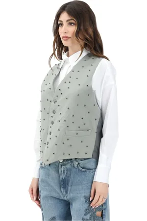 VICOLO Jassen, Dames, Groen, ONE Size, Groen Kristalversierd Jack