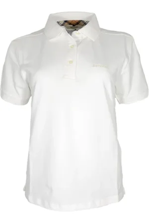 Barbour Tops, Dames, Wit, L, Katoen, Monochromatische Katoenen Polo Bowford Wit