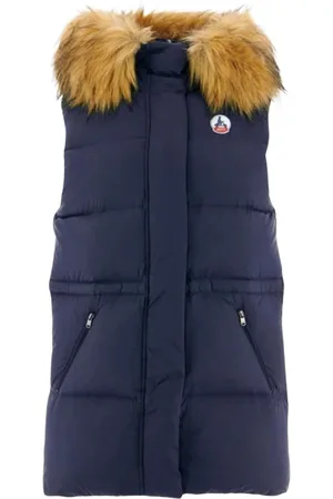Jott Jassen, Dames, Blauw, L, Mouwloze Gewatteerde Jas met Capuchon