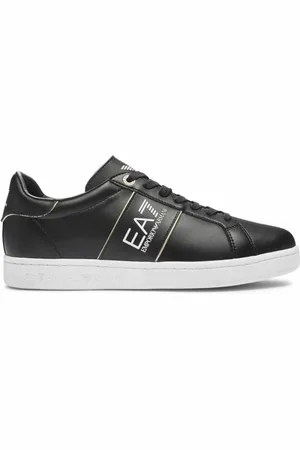 EA7 Schoenen, Heren, Zwart, 42 EU, Leer, Lage leren sneakers