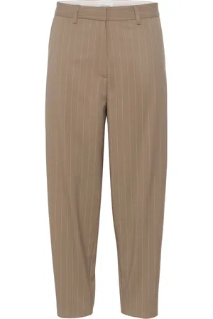 Karen by Simonsen Broeken, Dames, Bruin, 2Xl, Pinstripe Wortelexemplaar Broek Walnoot