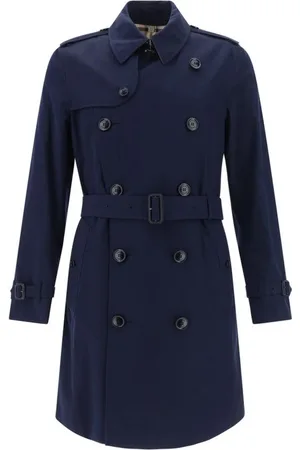 Burberry Mantels, Heren, Blauw, 2Xl, Katoen, Klassieke Katoenen Double-Breasted Jas