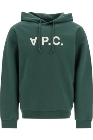 A.P.C. Sweatshirts & Hoodies, Heren, Groen, M, Katoen, Biologisch Katoenen Groene Hoodie met Logo