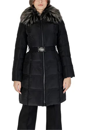 Guess Mantels, Dames, Zwart, S, Polyester, Lange Ceintuurjas Herfst/Winter Collectie