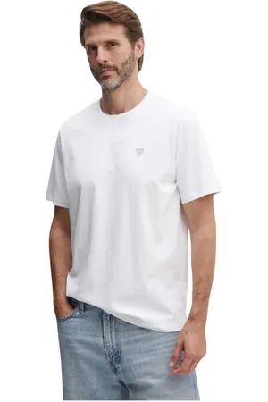 Guess Tops, Heren, Wit, 2Xl, Katoen, Katoenen Patch Logo T-shirt