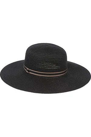 Borsalino Accessoires, Dames, Zwart, M, Zwarte strohoed met logoband