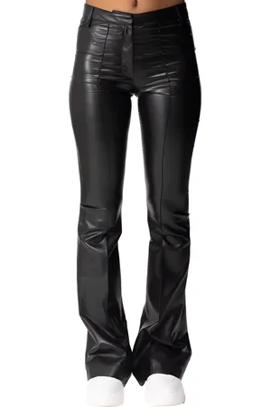 SIMONA CORSELLINI Broeken, Dames, Zwart, S, Eco-leren Flare Broek