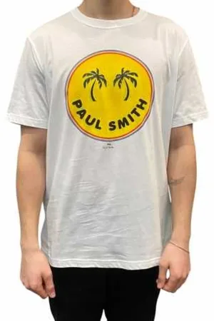 Paul Smith Tops, Heren, Wit, S, Wit Sun & Palm Smiley T-shirt