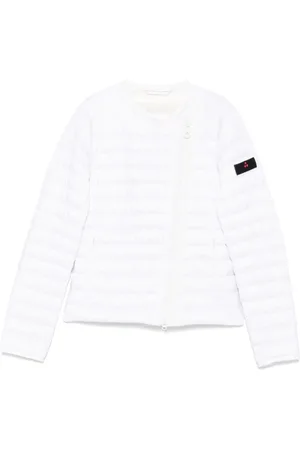 Peuterey Jassen, Dames, Wit, S, Witte Jas met Ritssluiting en Logopatch