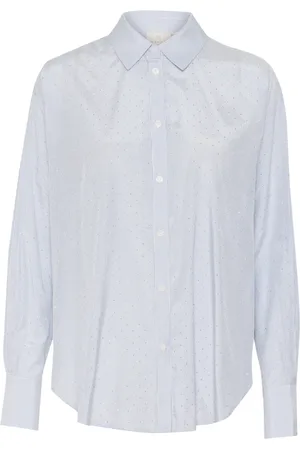 Kaffe Blouses & Shirts, Dames, Blauw, M, Blauw/Wit Gestreepte Overhemdblouse