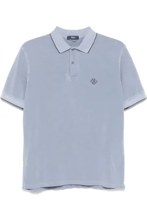 HERNO Tops, Heren, Blauw, M, Blauw Poloshirt met Korte Mouwen