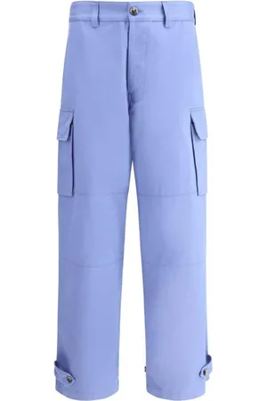 Marni Broeken, Heren, Blauw, M, Katoen, Verstelbare cargobroek met meerdere zakken
