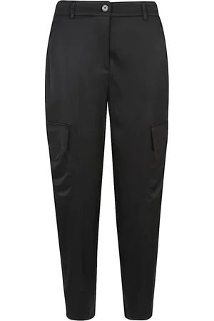VIA MASINI 80 Broeken, Dames, Zwart, 2Xs, Zwarte cargobroek met knoopsluiting