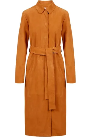 Iceberg Jassen, Dames, Oranje, L, Suède, Comfortabele Jas in Intens Oranje Suède