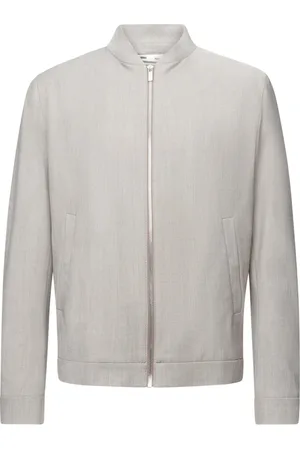 Drykorn Jassen, Heren, Grijs, 2Xl, Wol, Slim Fit Blouson Jack met Opstaande Kraag