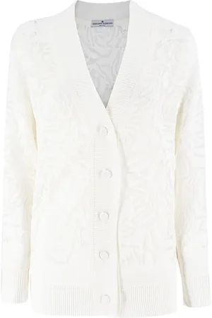 ERMANNO SCERVINO Truien, Dames, Wit, S, Katoen, Rozen Gebreid Vest