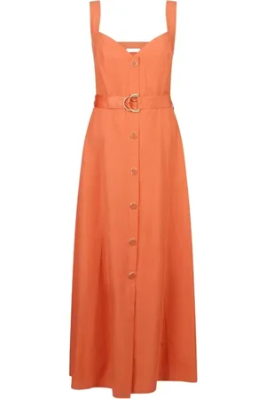 Liu Jo Kleedjes, Dames, Oranje, XS, Terracotta Sweetheart Neck Jurk