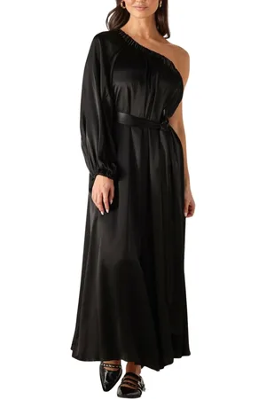 Greek Archaic Kori Kleedjes, Dames, Zwart, L, Denim, Zwarte Maxi Jurk Elegante Stijl