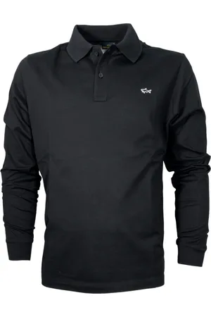 Paul & Shark Tops, Heren, Zwart, S, Katoen, Lange mouw katoenen poloshirt