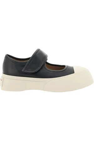 Marni Schoenen, Dames, Zwart, 39 EU, Leren Mary Jane Sneakers