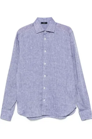 HERNO Overhemden, Heren, Blauw, L, Blauwe Button-Up Overhemd met Cutaway Kraag