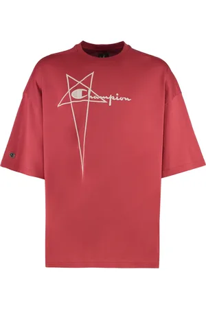 Rick Owens Tops, Heren, Rood, S, Katoen, Tommy T Katoenen T-shirt met Logo Patch