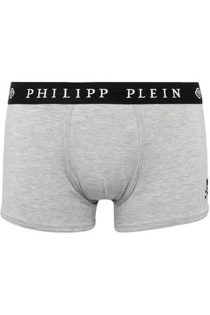 Philipp Plein Ondergoed, Heren, Grijs, 2Xl, Katoen, Elegant Grijs Boxer Duo met Logoband