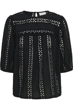 Kaffe Blouses & Shirts, Dames, Zwart, S, Zwart Diep Geborduurde Blouse