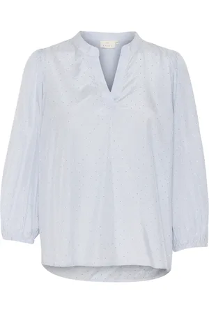 Kaffe Blouses & Shirts, Dames, Blauw, XS, Blauw/Wit Gestreepte Blouse ¾ Mouwen