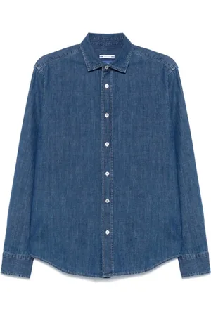 Jacob Cohen Overhemden, Heren, Blauw, S, Denim, Blauwe Denim Overhemd Klassieke Kraag Lange Mouwen
