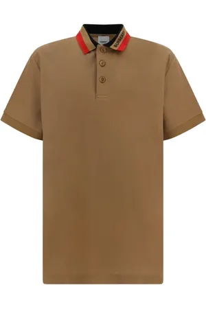 Burberry Tops, Heren, Bruin, XS, Katoen, Katoenen poloshirt met monogram
