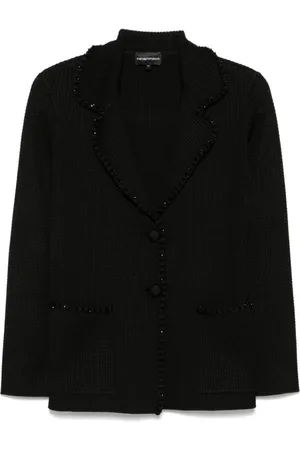 Emporio Armani Jassen, Dames, Zwart, M, Zwarte knoopjas met zakken